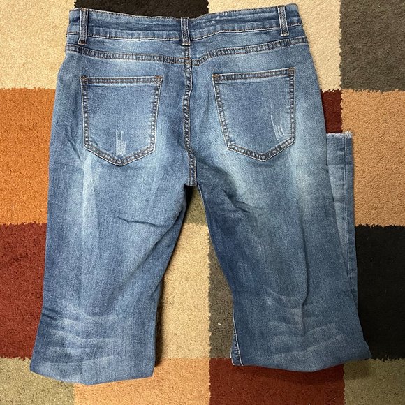 Hot & Delicious Distressed Fishnet Insert Jeans SOLD - Picture 3 of 3